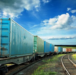Freight train on tracks