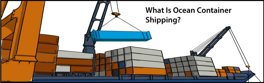 Cargo ship with crane loading a container illustration 