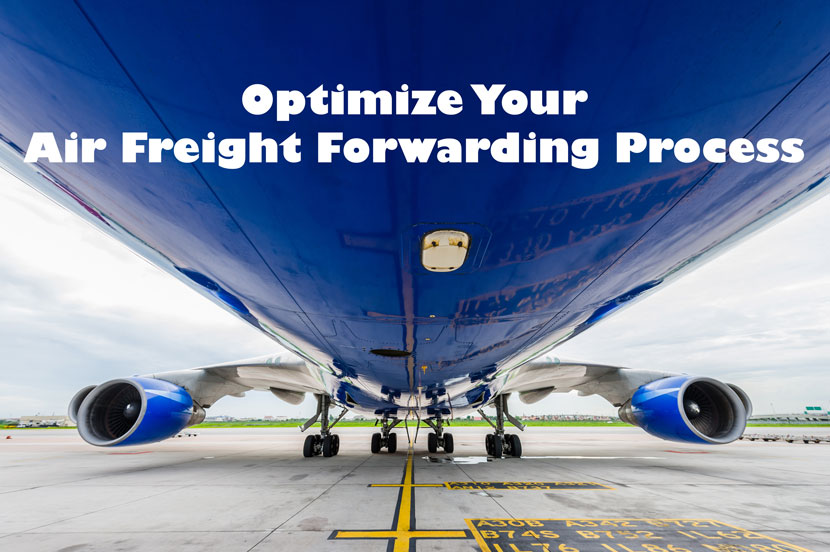 Underside of an Air Cargo Plane with the caption-Optimize Your Air Freight Forwarding Process